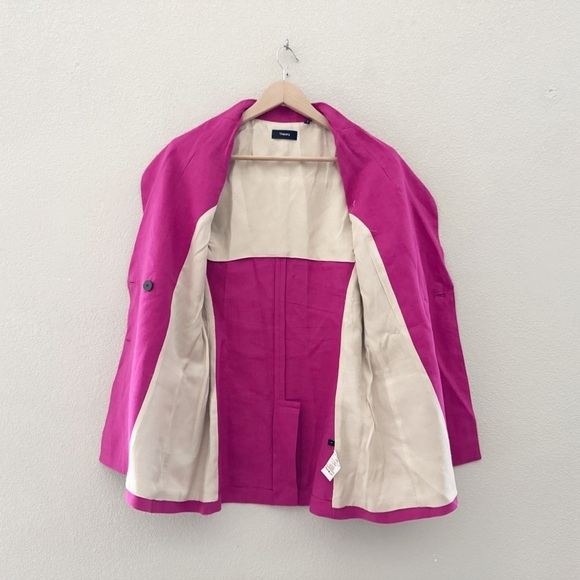 Vince Linen Blazer Jacket Double Breasted Tailor Pink Fuchsia Classic Preppy 8 - Picture 10 of 14
